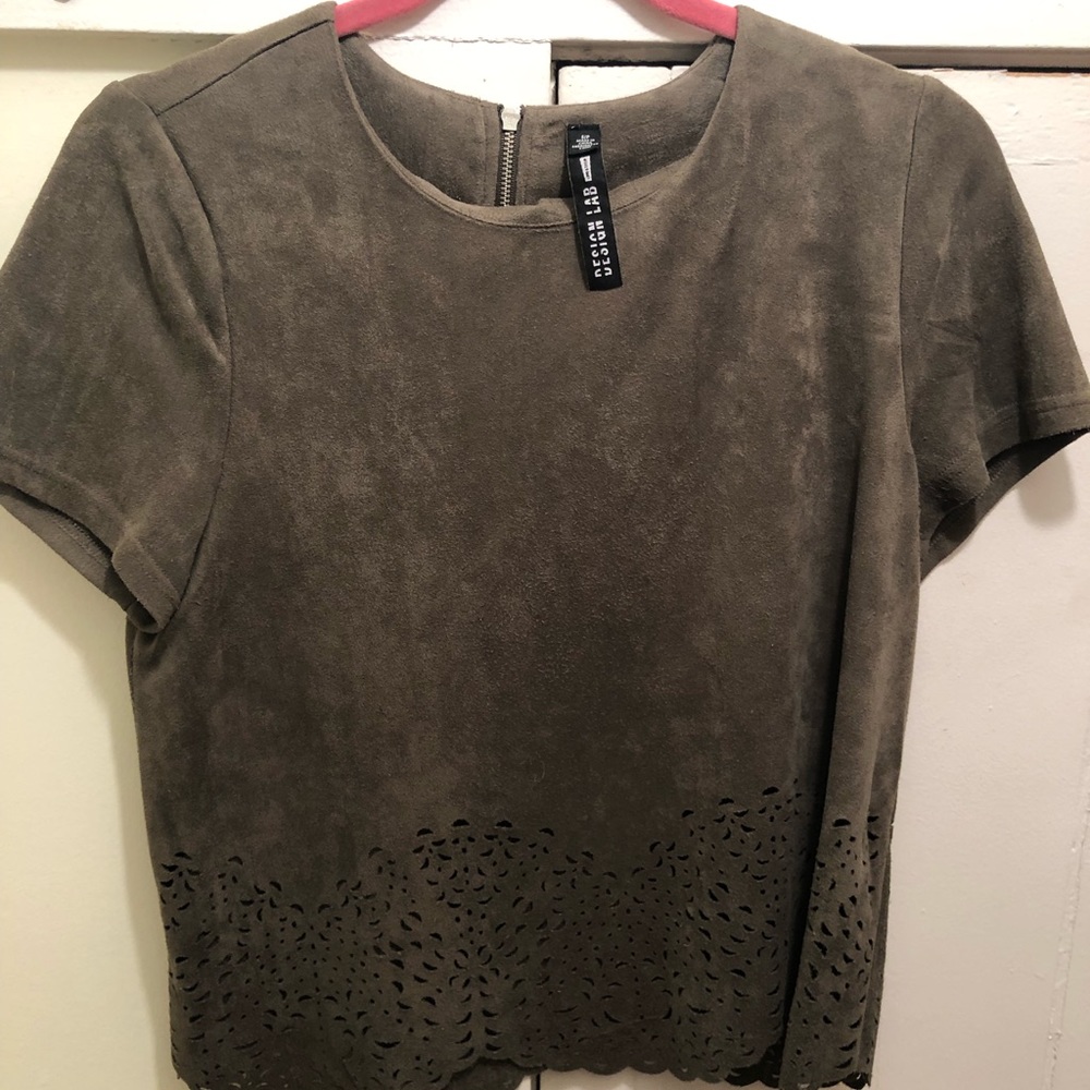 Green short sleeve shirt with cut outs